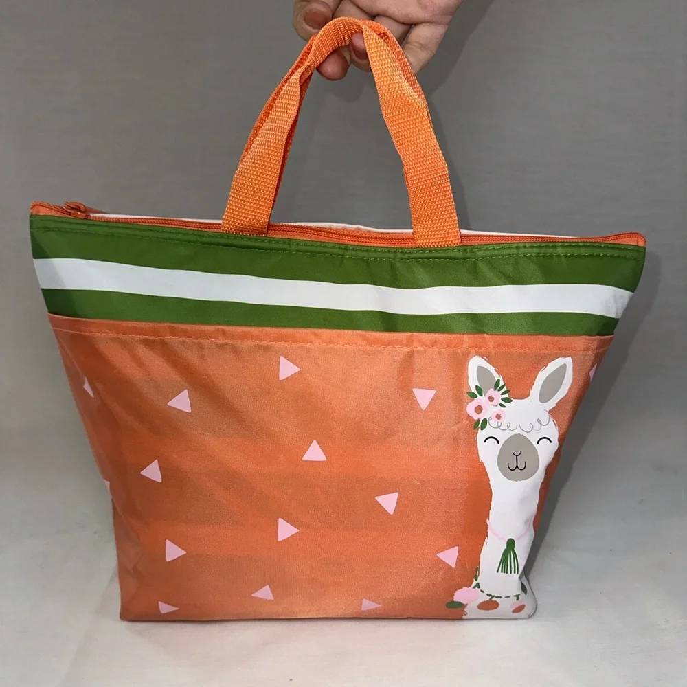 NWOT Thirty-One Thermal Insulated Tote Lunch Bag Llama Orange Green Cooler Bag
